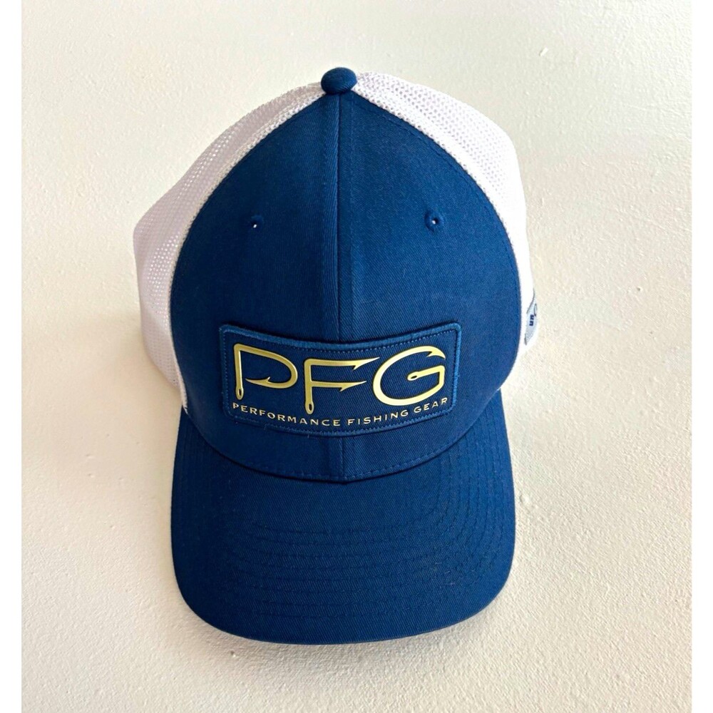 Columbia PFG Trucker Hat Mesh Back One Size Blue/White Fishing